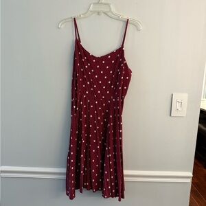 Old Navy Burgundy Smocked Top with White Dots
